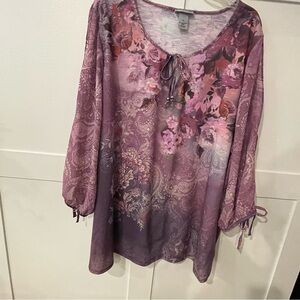 Catherines Purple and Pink Floral Blouse. Size 3X. (16)